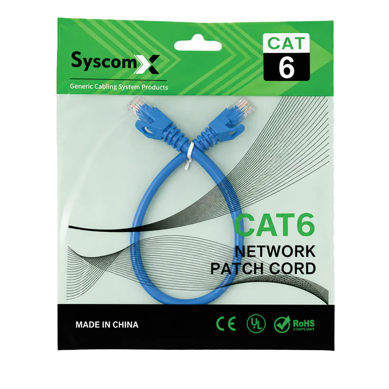 ⁦SyscomX CAT6 UTP Patch Cord 0.3 Metter – Blue⁩ - الصورة ⁦2⁩