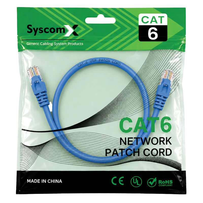 ⁦SyscomX CAT6 UTP Patch Cord 0.5 Metter – Blue⁩ - الصورة ⁦2⁩