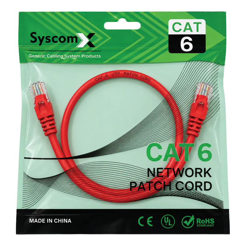 SyscomX CAT6 UTP Patch Cord 0.5 Metter – Red - Image 2