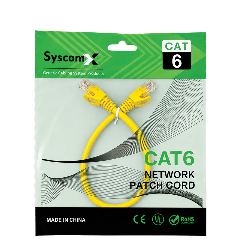 SyscomX CAT6 UTP Patch Cord 0.3 Metter – Yellow - Image 2