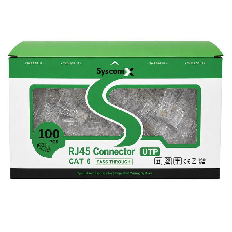 ⁦SyscomX RJ45 Connector CAT6 UTP Pass Through⁩ - الصورة ⁦2⁩